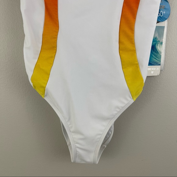 FOREVER 21 White Orange Malibu Graphic One Piece Swimsuit NEW - Picture 7 of 14